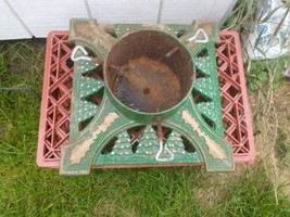 Vtg Cast Iron Green Painted Christmas Tree Stand 14&quot; 16lb As Is - £15.51 GBP