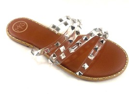 Makers Linda 95 Tan/Clear Flat Slip On Strappy Sandal Choose Sz/Color - $22.00
