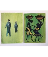 Estate Lot 2 5&quot;x7&quot; Paintings Green Yellow Black One Signed Crifford - $40.00