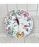 Floral Hummingbird Wall Clock Round Battery Operated Lightweight Art Decor - €17,13 EUR