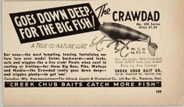 1947 Print Ad Creek Chub Crawdad Fishing Lures Made in Garrett,Indiana - £9.30 GBP
