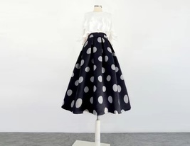 Winter Polka Dot Midi Pleated Skirt Women Custom Plus Size Pleated Party Skirt image 7