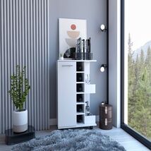 White Bar Cart: 32"H, Storage, 4 Wheels - $260.99