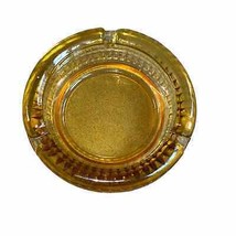 Vintage Yellow Glass Mid Century Modern Round Textured Ashtray 4.25&quot; - $18.05