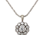 European 14k Gold and Silver Rosette Genuine Natural Diamond Pendant (#J... - £1,697.11 GBP