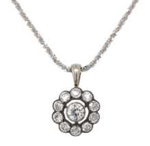 European 14k Gold and Silver Rosette Genuine Natural Diamond Pendant (#J6628) - $41,084.54 MXN