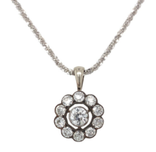 European 14k Gold and Silver Rosette Genuine Natural Diamond Pendant (#J6628) - £1,698.32 GBP