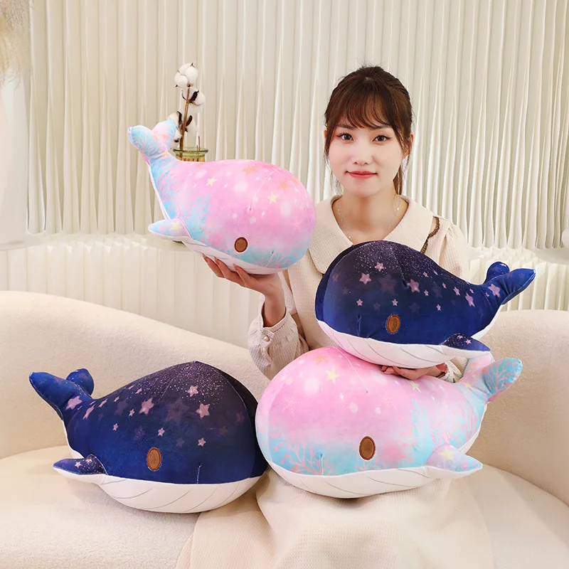 Simulation Rainbow Colorful Whale 3D Print Dreamy Starry Sky Pillow Sofa Cushion - £37.10 GBP