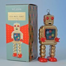 HIGH WHEEL ROBOT 5" Saint John Wind Up Tin Toy Collectible Retro Outer S... - $29.95