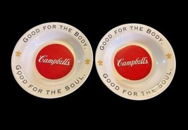 Arcopal Campbell&#39;s Soup Bowl 8.5” Set of (2) Good For The Body Soul Adve... - £16.89 GBP