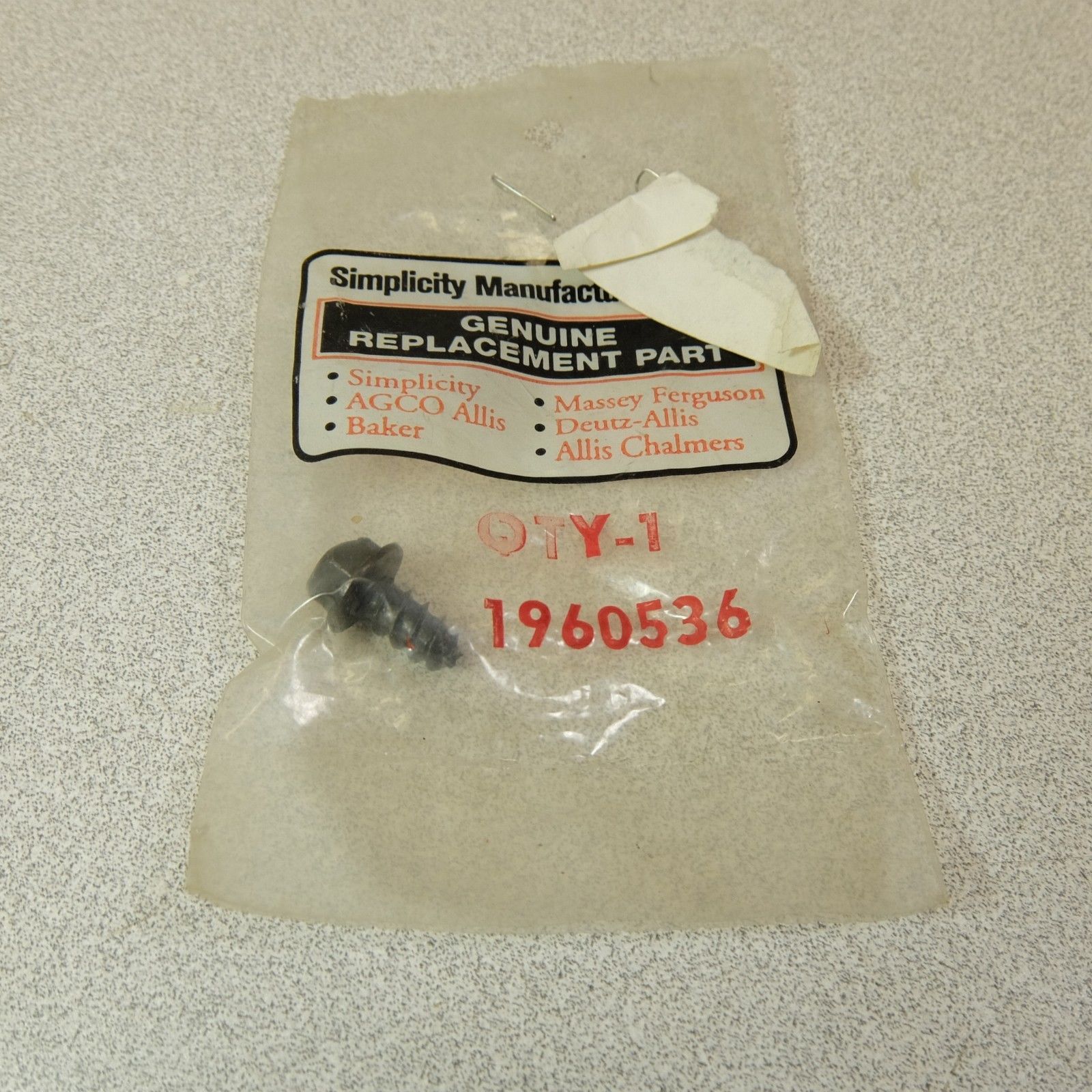 New Simplicity 1960536SM Hex Screw - $0.99