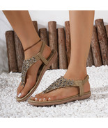 Cecilia Women’s Thong Flip-Flop Boho Rhinestone Flora Ankle Strap Sandals - $759.35 MXN