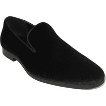 Mens Santino Luciano Shoes Soft Velvet Slip on Loafer Formal Wedding C351 Black image 2