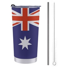 Mondxflaur Australian Flag Steel Thermal Mug Thermos with Straw for Coffee - £16.71 GBP