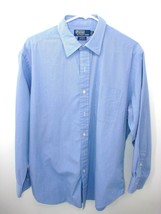 Vintage Mens Ralph Lauren Button Front Shirt Andrew Blue Oxford Long Sl 16.5 33 - £10.65 GBP