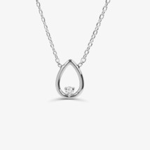 0.06CT Moissanite Placcato Oro Bianco Aperto Pera Pendente Solitario Collana - $84.60