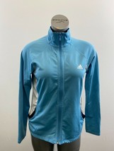 Adidas Women&#39;s Full Zip Track Jacket Size Large Blue Long Sleeve Mock Polyester  - £11.07 GBP