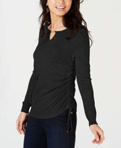 Thalia Sodi Ruched Keyhole Sweater, Black Size Medium - £14.82 GBP