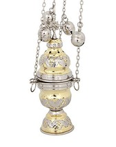 Two Tone Brass Christian Church Thurible Incense Burner Censer (9390 GN) - £57.45 GBP