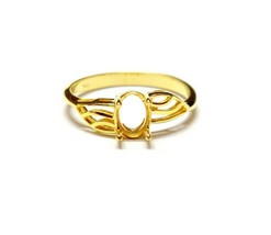 18K Gold 5x7 mm Oval Ring Setting gold Wedding ring Blank gold Semi Moun... - £114.81 GBP+