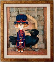 Tower Guard Cat Paint by Alexander Ishchenko 50x60cm Acrylic Signed Original - £569.78 GBP