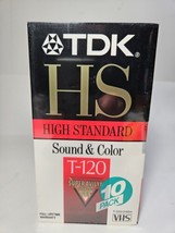 10 Pack TDK VHS Tapes Blank 6 Hour HS T-120 Premium Quality Videotapes Sealed - £29.40 GBP