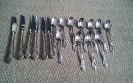 Lot of 17 Silverware Spoons Knives Rose Floral 1881 Rogers Stainless Oneida - $32.99
