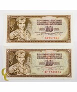 1968 Yougoslavie 2 PC 10 Dinar Note Lot (UNC) Hors-Circulation État - $607.11 MXN