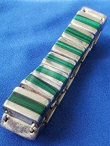 J Gomes DESIGNER SIGNED  Sterling Silver 970 Malachite Texaco Bracelet 6... - $265.05