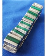 J Gomes DESIGNER SIGNED  Sterling Silver 970 Malachite Texaco Bracelet 6... - €229,12 EUR