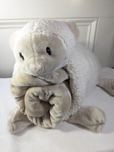 Little Miracles Sheep Blanket set Snuggle Me Sherpa Lamb pillow animal tan cream - $46.00