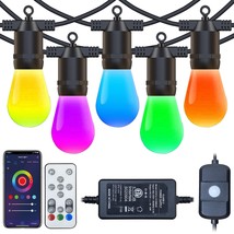 Colorful Outdoor String Lights Led 53Ft Rgb String Light, Color Dimmable Led Pat - £72.75 GBP