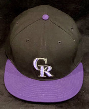 New Era Colorado Rockies 59Fifty Black/Purple Fitted On Field Cap Mens Sz 7.5 - $29.99