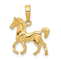 14K Yellow Gold Horse Charm Equestrian Pendant Jewelry! 22.5mm x 20mm - £91.96 GBP