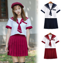 Japanese School Uniform JK Women Girl Short Sleeve Sailor Collar Costume... - £28.30 GBP