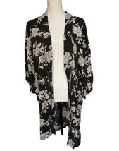 Spiritual Gangster Maya Short Robe Kimono Black White Floral Pockets One Size - £9.48 GBP