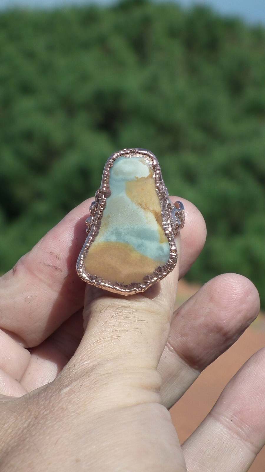 Electroformed  copper Polychrome jasper Ring - $44.95