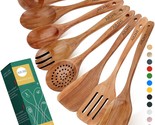 Wooden Spoons For Cooking,Nonstick Kitchen Utensil Set, Non Scratch Natu... - £40.64 GBP