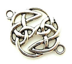 10 Antiqued Silver 28mm Celtic Endless Knot Bead Drop Connector Link Findings - £4.00 GBP