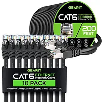GearIT 10Pack 14ft Cat6 Ethernet Cable &amp; 200ft Cat6 Cable - $217.99