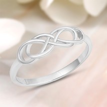 Plain Infinity Style Criss Cross Silver Promise Band Ring in 14K White Gold Over - £65.04 GBP
