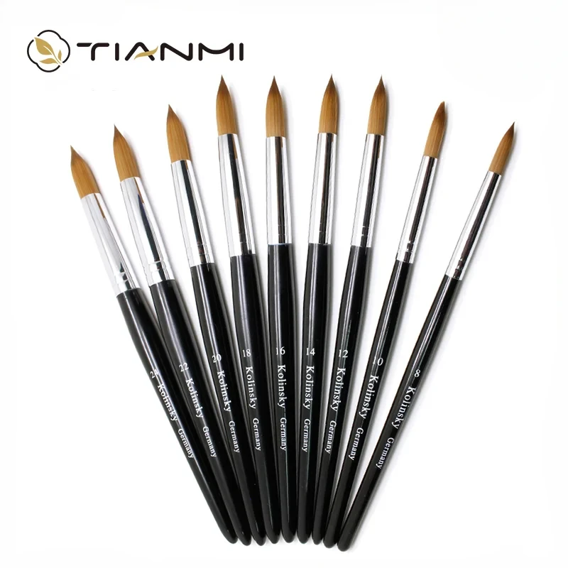 TIANMI Manicure Carving Drawing Brushes Mink Hair Nail Art Brush Wood Handle - £9.51 GBP+