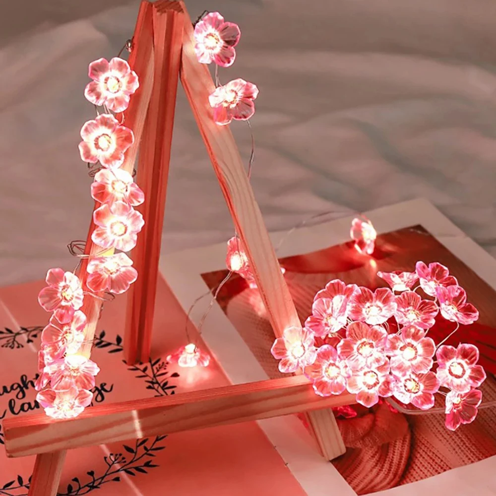 Cherry Blossom String Lights 20/30 LED Pink Flower Fairy Light Battery Powered F - £125.93 GBP