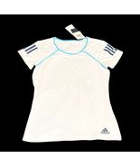 Adidas Women’s Club Tee Shirt White Blue Trim Size S NWT Tennis Training Top - $19.79
