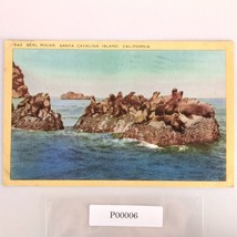 Vintage 1944 Linen Postcard Seal Rocks Santa Catalina Island California ... - $15.92