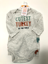 Carter&#39;s &quot;Cutest Turkey&quot; Boy&#39;s 2-Piece Long Sleeve Thanksgiving Outfit S... - £9.50 GBP