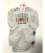 Carter&#39;s &quot;Cutest Turkey&quot; Boy&#39;s 2-Piece Long Sleeve Thanksgiving Outfit S... - £9.53 GBP