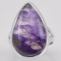 Beautiful Charoite Ring Size 7 US or O UK , 925 Silver, Handmade - $28.00
