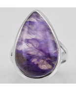 Beautiful Charoite Ring Size 7 US or O UK , 925 Silver, Handmade - £22.12 GBP