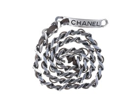 1996 Retro French Chanel belt Silver-tone with leather - $569.25